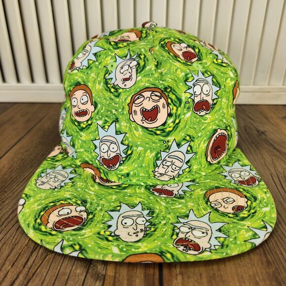 Rick & Morty Snapback Hat BioWorld Green Portal Faces Cartoon Network Adult Swim - Picture 2 of 11